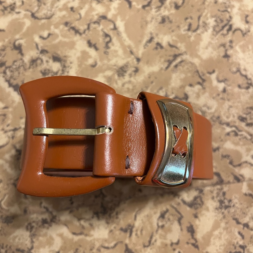 Vintage 70s SCHAFFER brown Leather Belt XS